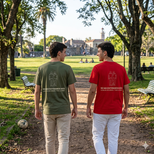 CAMISETA BARRIO.NO NECESITÁBAMOS MÁS. DOS AMIGOS. UN BALÓN. Y TODA LA TARDE.